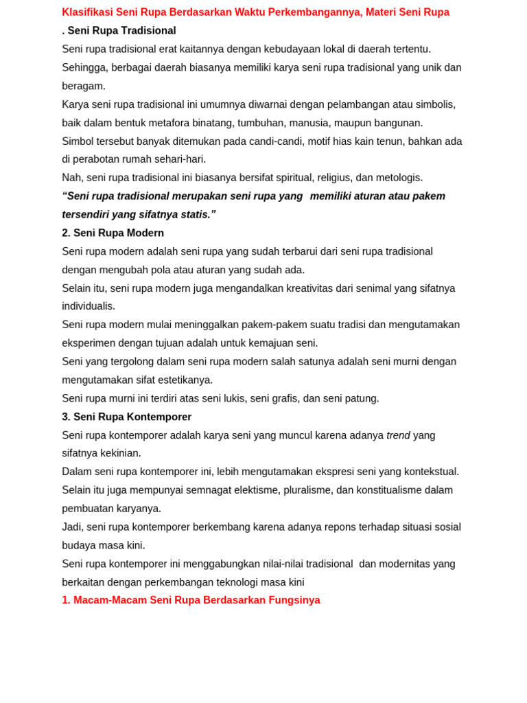 Klasifikasi Seni Rupa Berdasarkan Masa | PDF