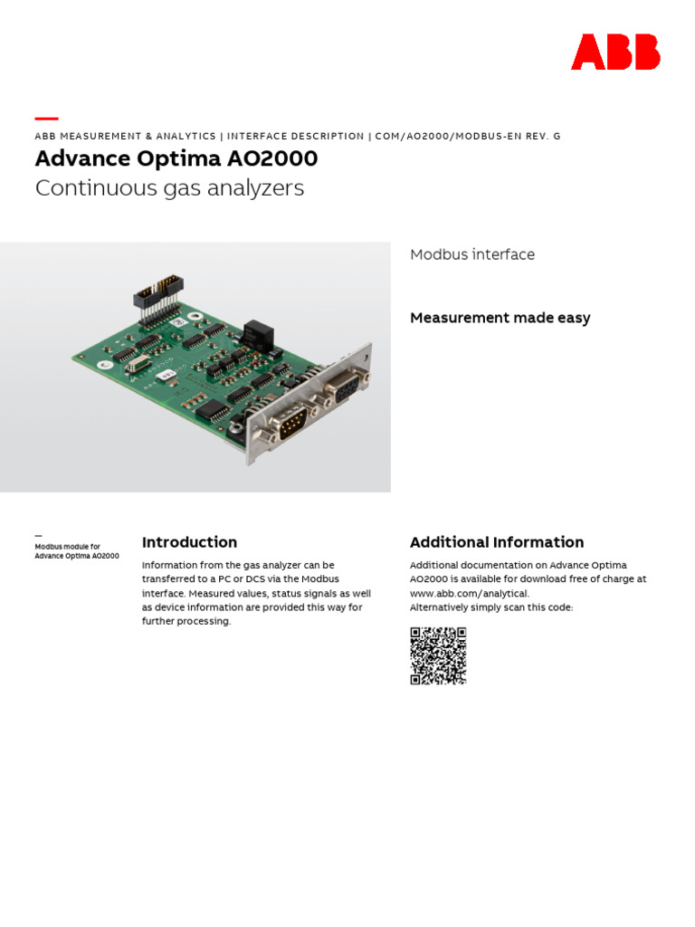 Modbus Interface for AO2000 Gas Analyzers | PDF | Network Protocols ...