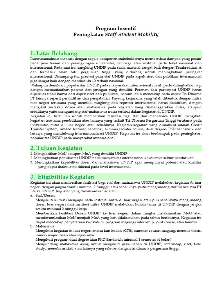 Program Insentif Mobilitas Internasional UNDIP | PDF