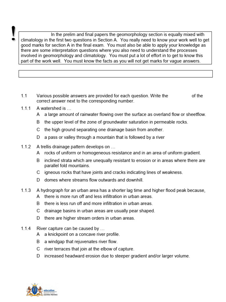 Geog Gr12 Session 10 LN Geomorph Consol 2011 | PDF | Erosion | Landslide