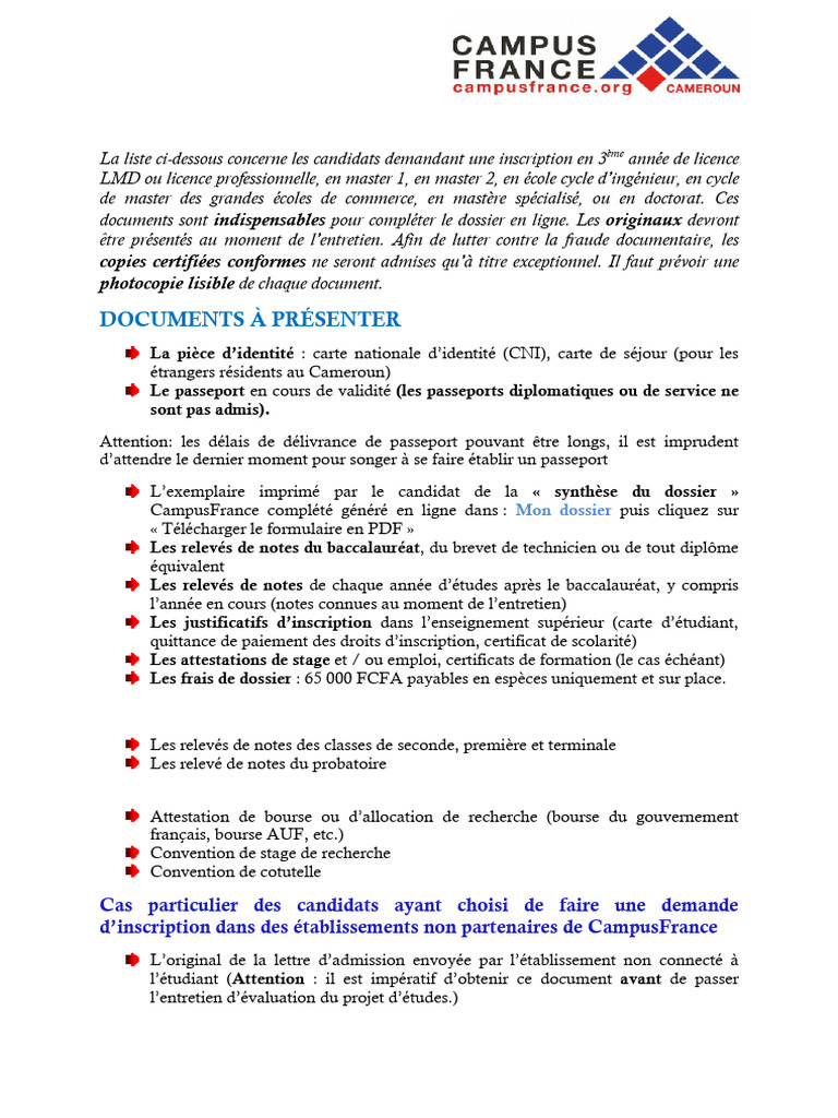 Documents requis pour inscription universitaire | PDF | Doctorat ...