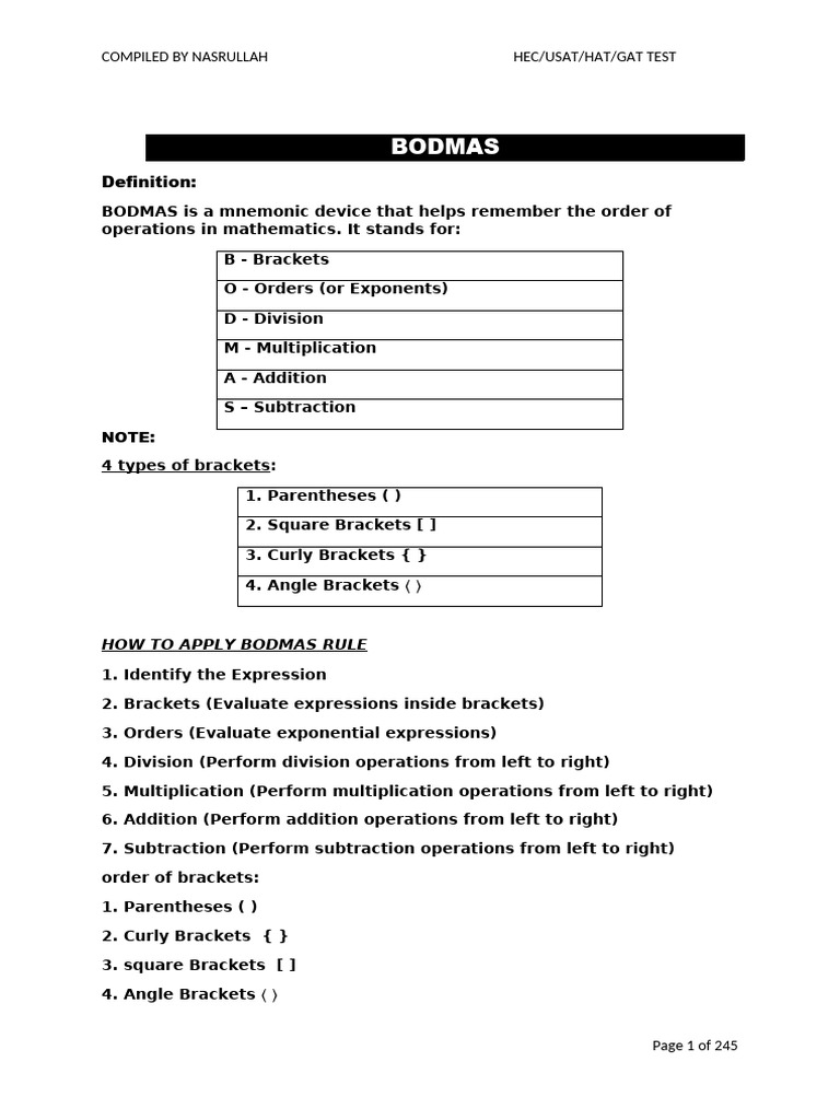 Hec Preparation 1 | PDF | Bracket | Arithmetic