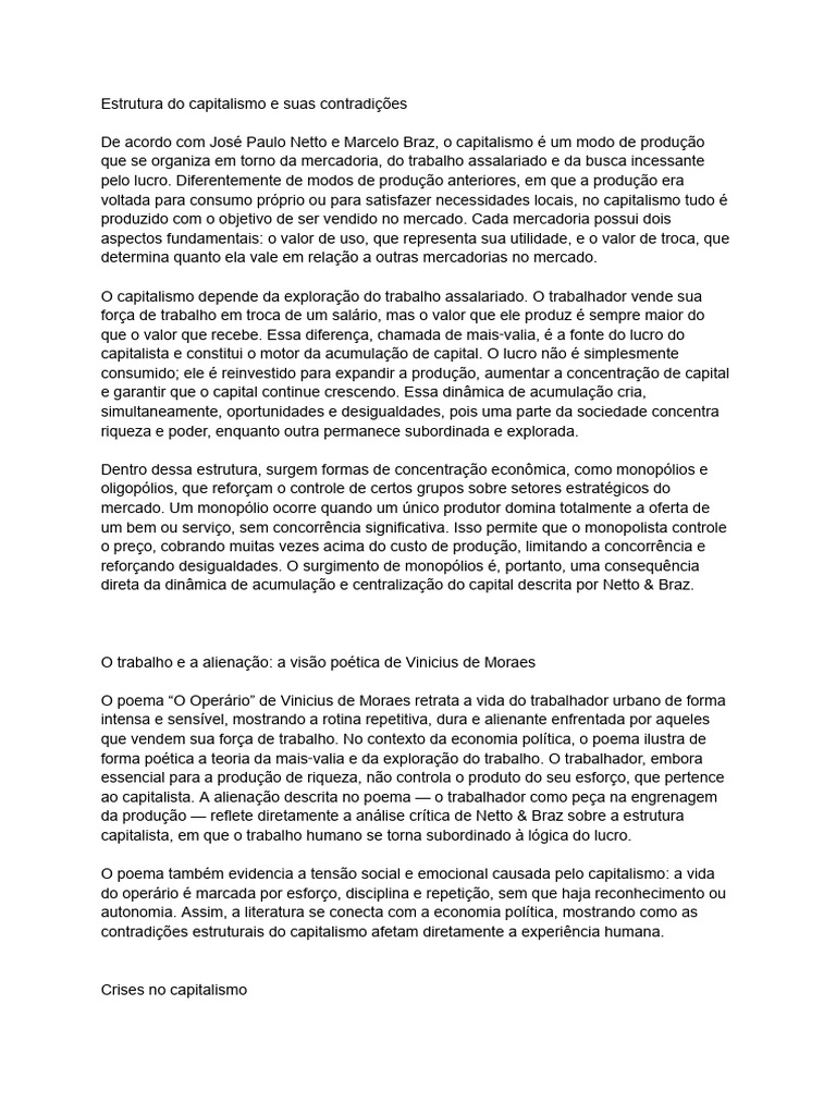 Estrutura Do Capitalismo | PDF | Monopólio | Capitalismo