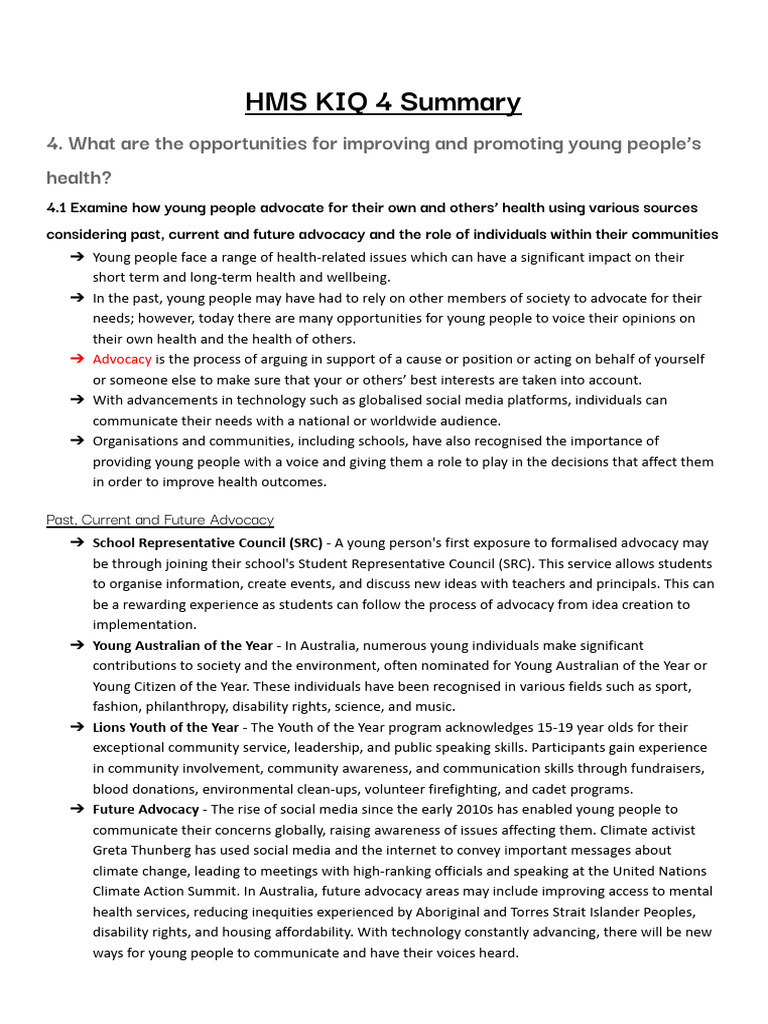 Health & Movement Science Preliminary Summary | PDF | Health Promotion ...