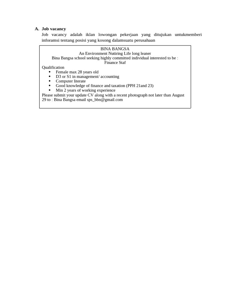Job Vacancy | PDF