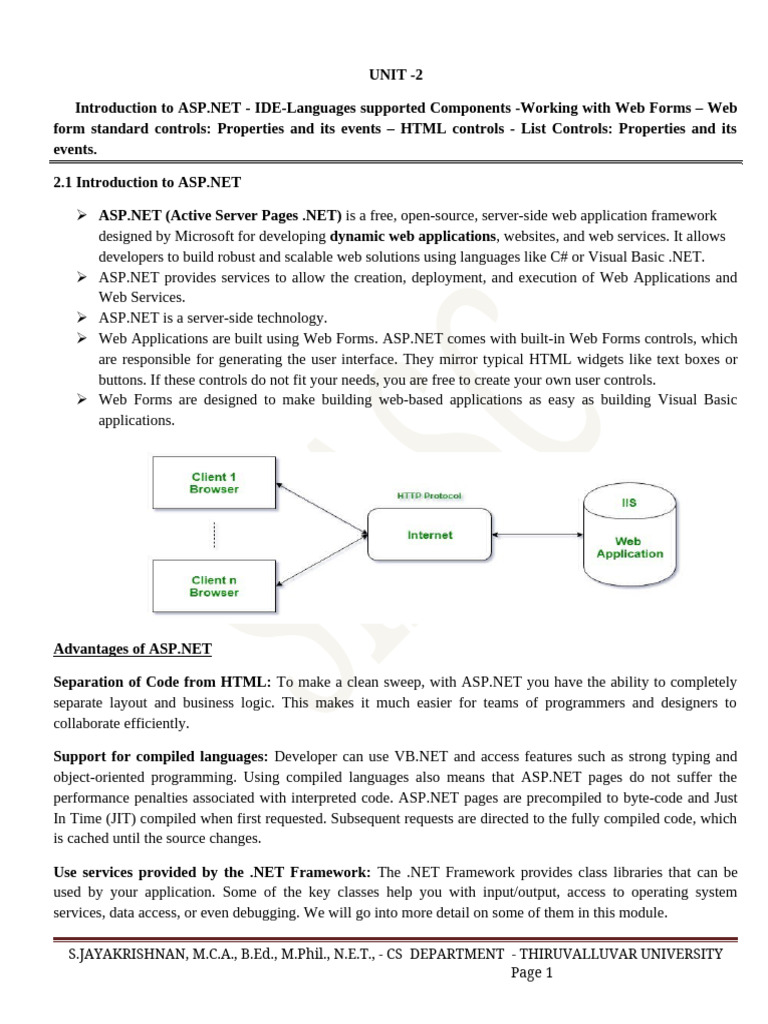 ASP.NET Overview: IDE and Supported Languages | PDF | World Wide Web ...