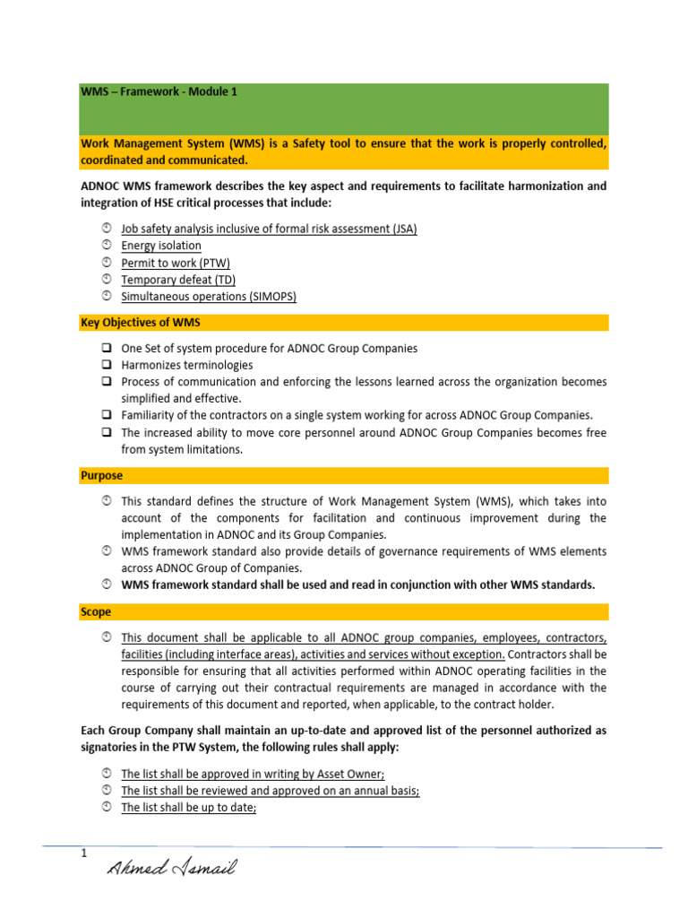 ADNOC WMS Framework Overview | PDF | Risk Assessment | Risk