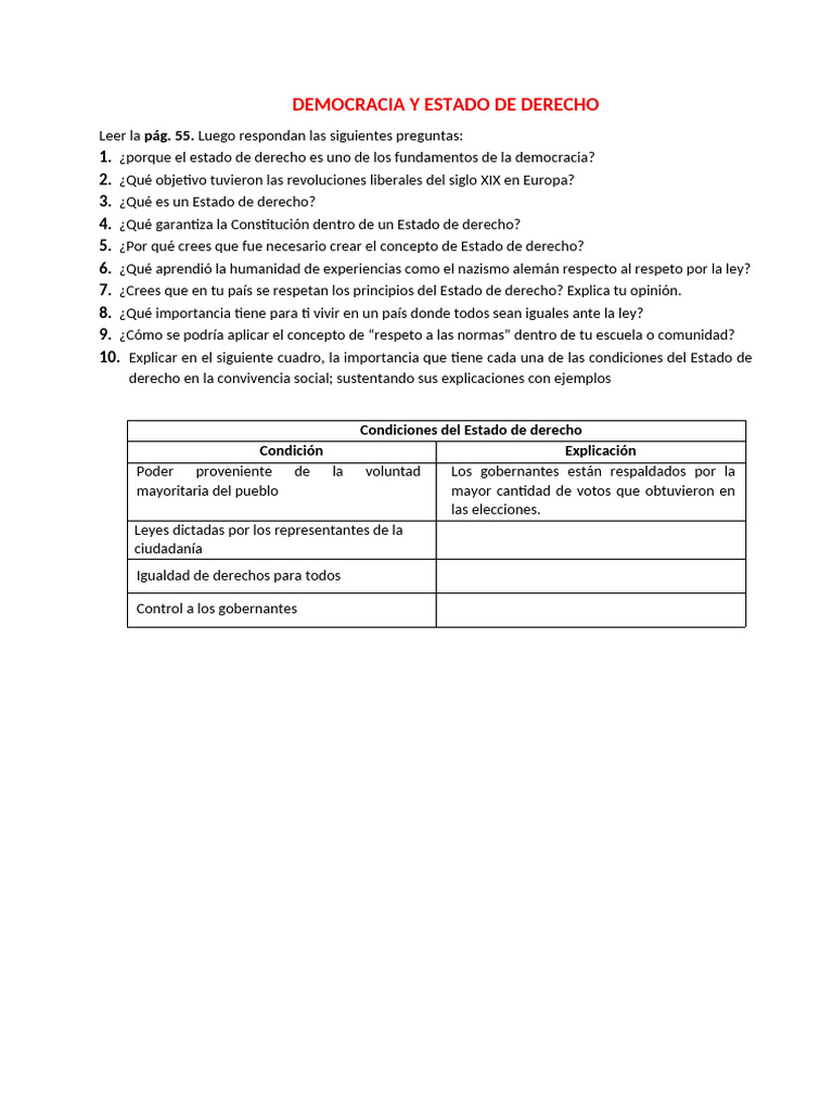 Democracia y Estado de Derecho 2do D | PDF
