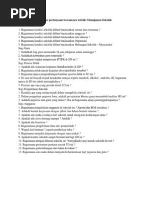 Daftar Pertanyaan Wawancara
