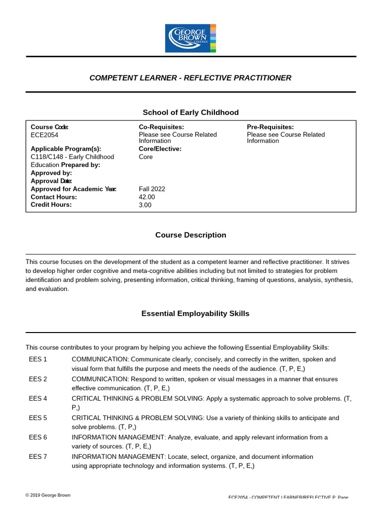 Competent Learner Course Overview ECE2054 | PDF | Critical Thinking ...