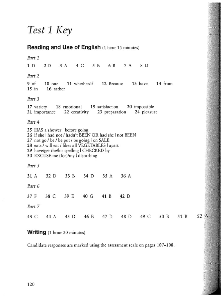 PET Level-Up Test Key | PDF