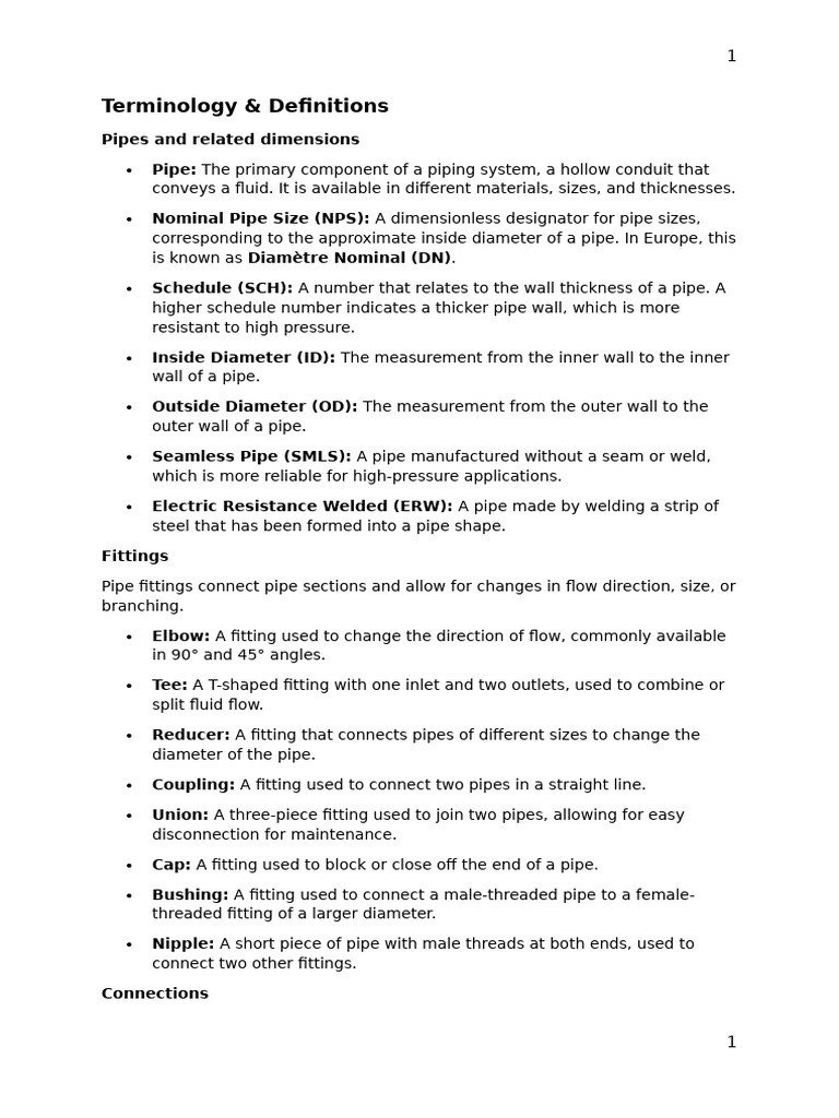 Terminology | PDF | Pipe (Fluid Conveyance) | Valve
