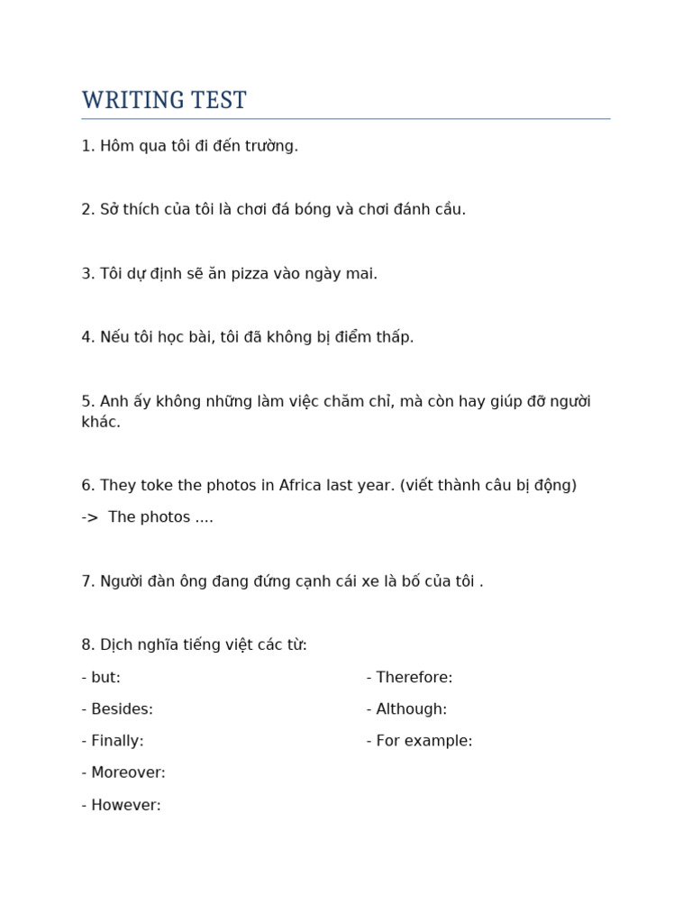 Writing Test | PDF
