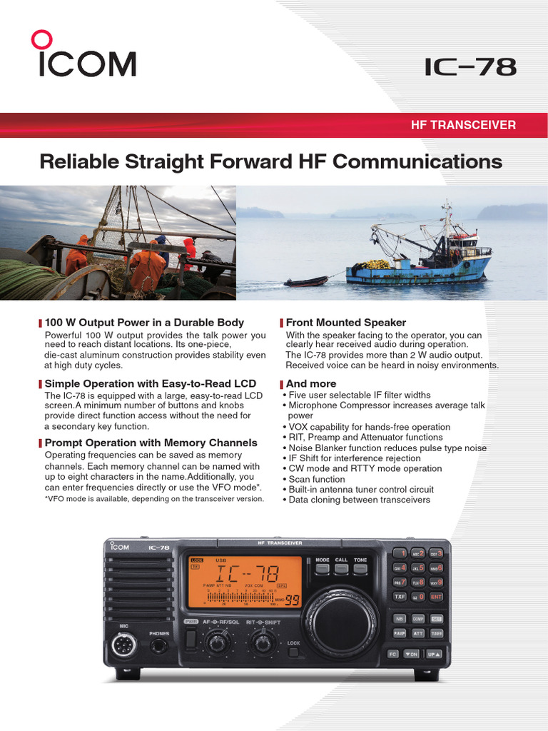 Icom IC-78 HF Transceiver Overview | PDF | High Frequency | Microphone