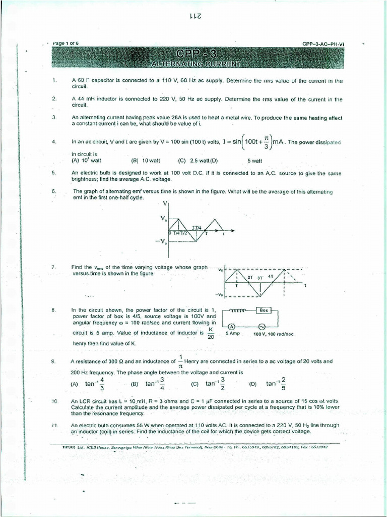 AC Circuit Analysis and Calculations | PDF | Alternating Current ...
