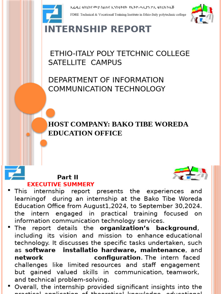 Internship Report: ICT at Bako Tibe Office | PDF | Educational ...