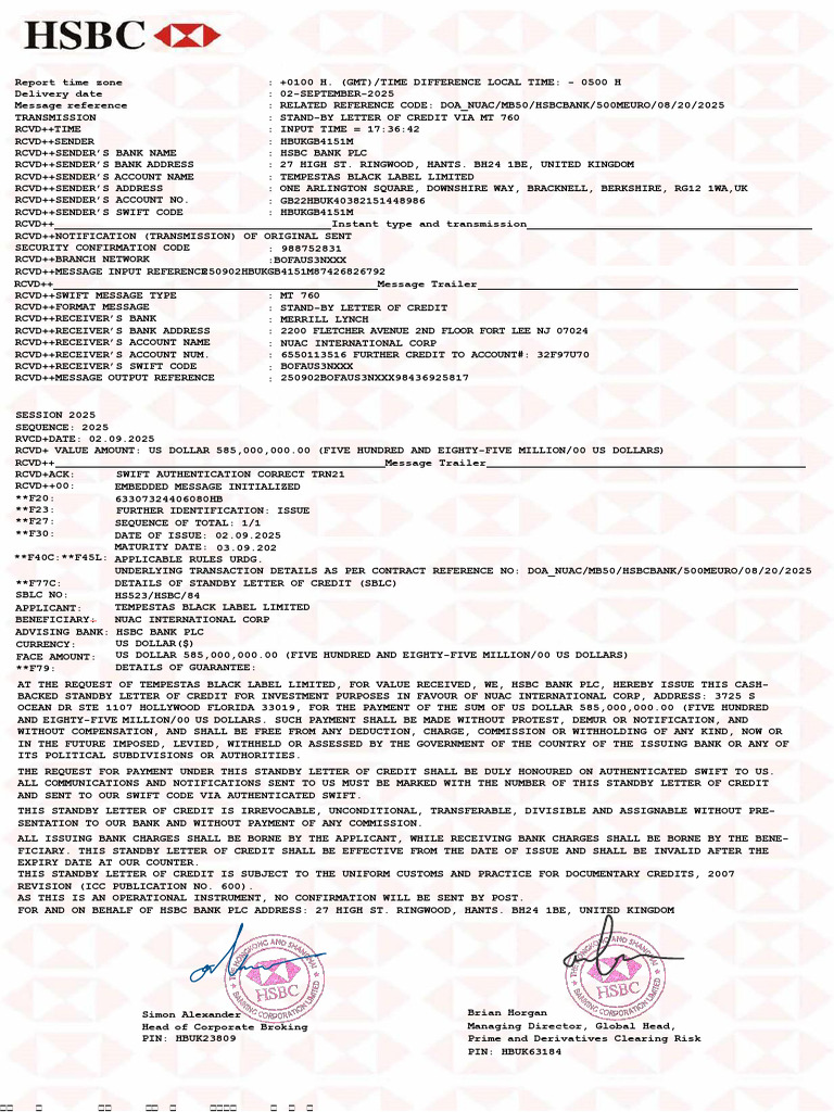 Mt760 HSBC Tempestas Black Label Limited Us Dollar 585m 02-09-25 | PDF ...