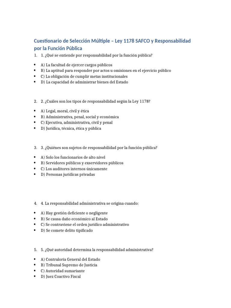 Ley 1178 | PDF | El proceso de destitución | Multa (pena)