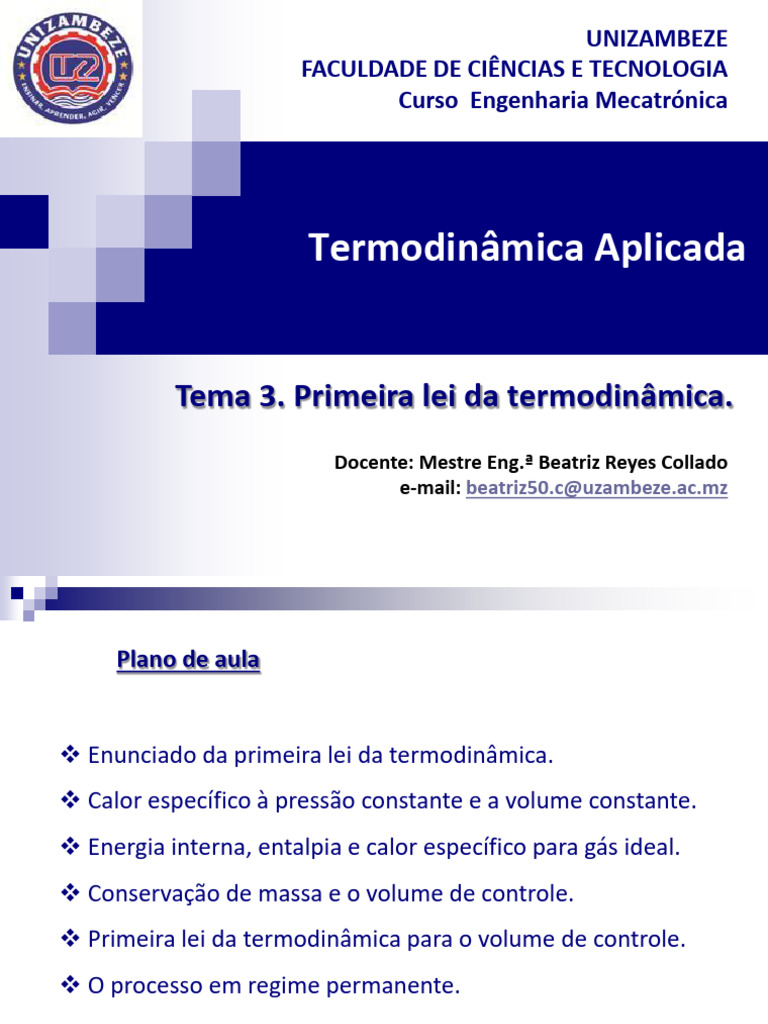 Primeira Lei da Termodinâmica Explicada | PDF | Termodinâmica | Calor