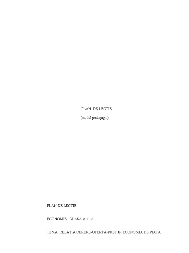 Plan de Lectie | PDF