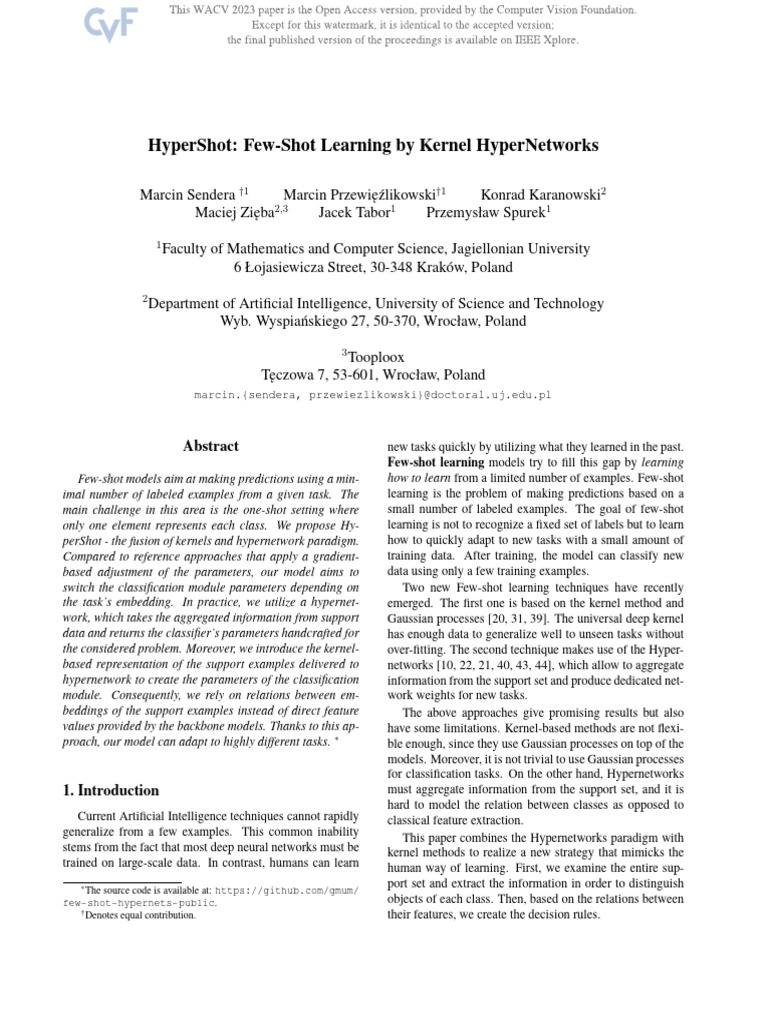 HyperShot: Kernel HyperNetworks for Few-Shot Learning | PDF ...
