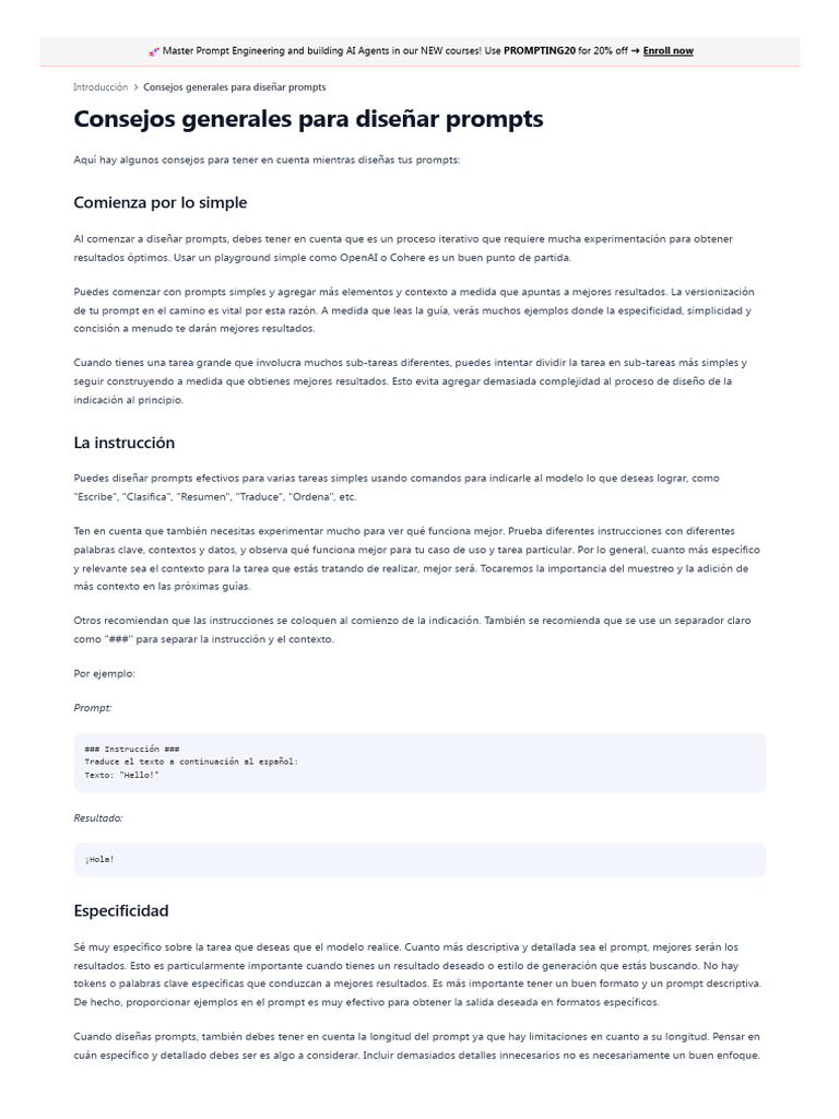 Consejos para Diseñar Prompts Efectivos | PDF
