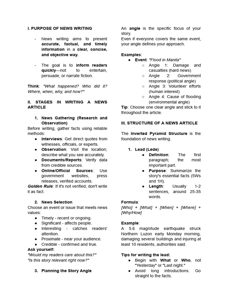 News Writing Essentials Guide | PDF