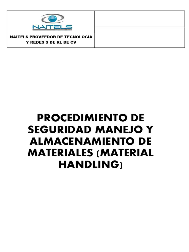 SSO-006 - MAT Manejo y Almacenamiento de Materiales (Material Handling ...