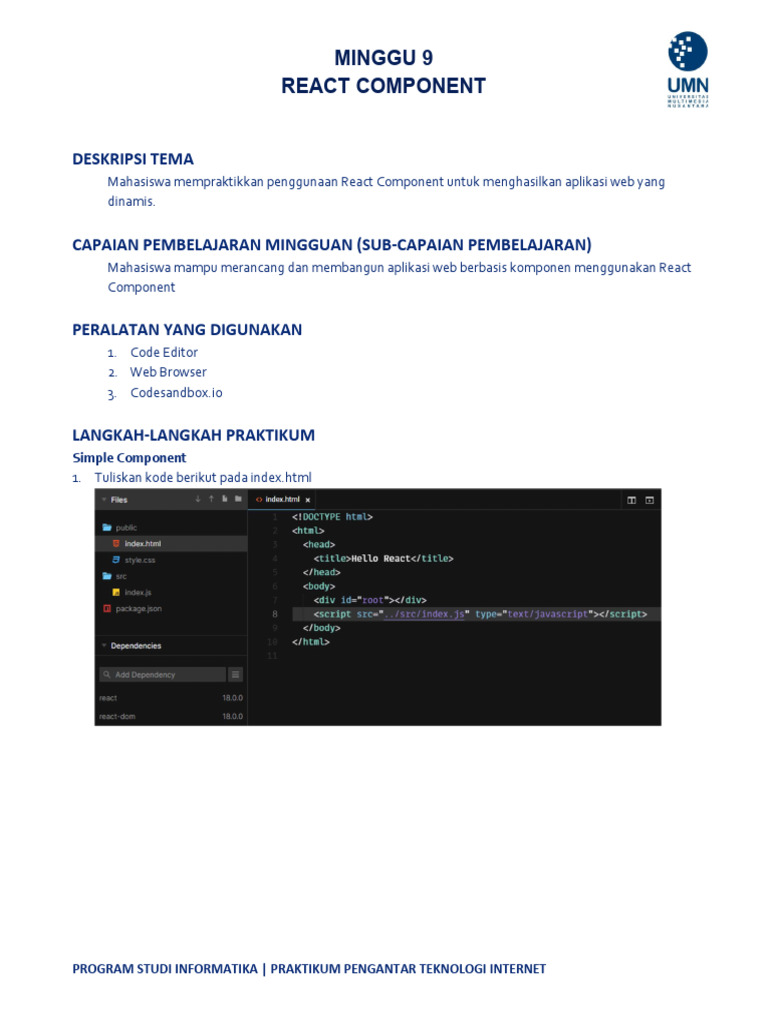 Praktikum React Component untuk Web | PDF