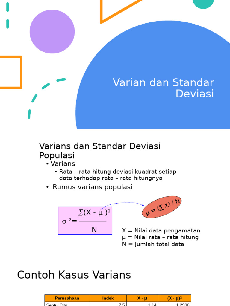 Varians dan Standar Deviasi Data Statistik | PDF