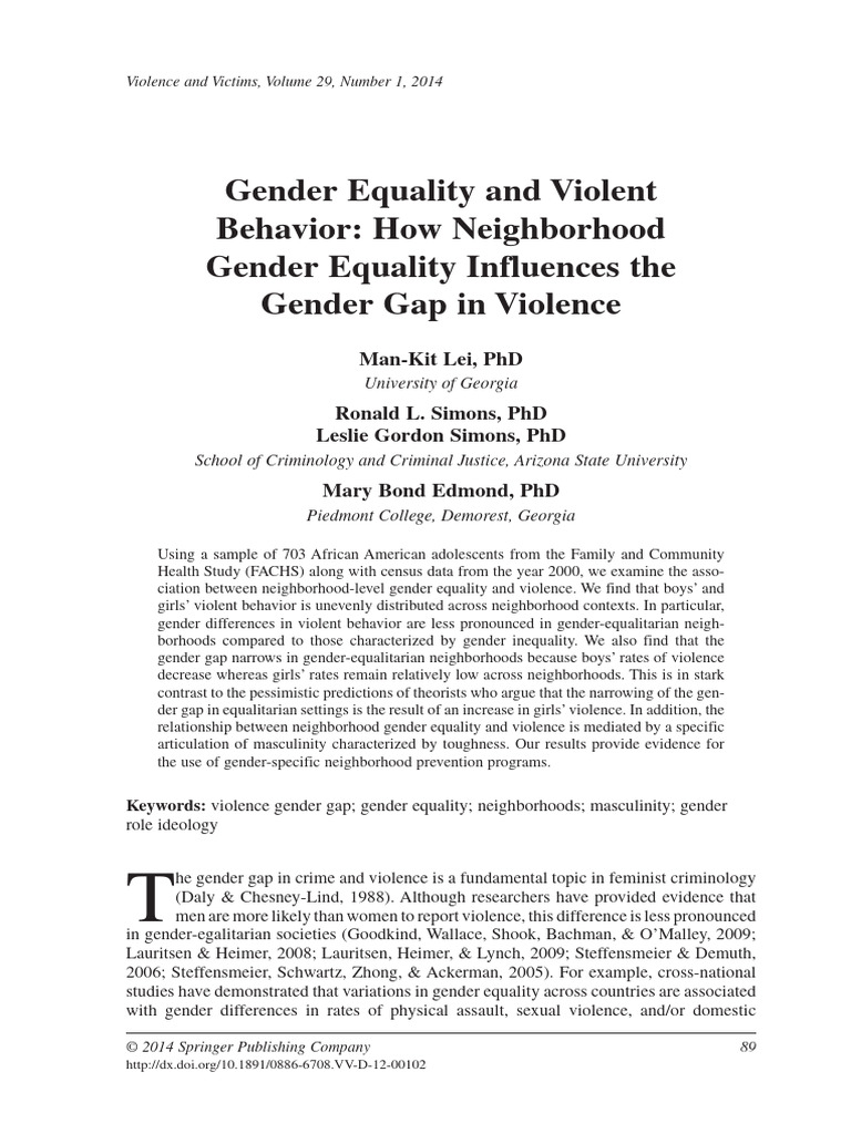 Neighborhood Gender Equality and Violence | PDF | Gender | Gender Studies