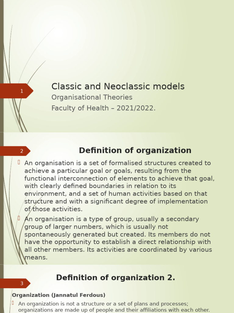 Classic and Neoclassic Models | PDF | Bureaucracy | Behavior