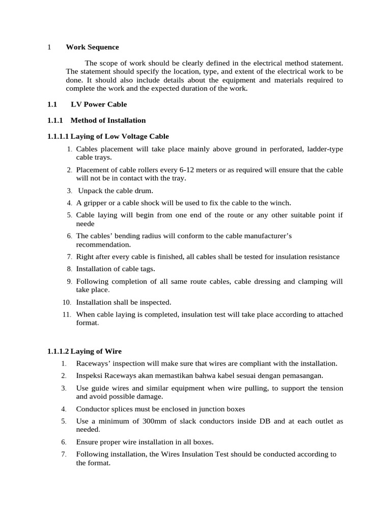 Electrical Installation Method Statement | PDF | Welding | Construction