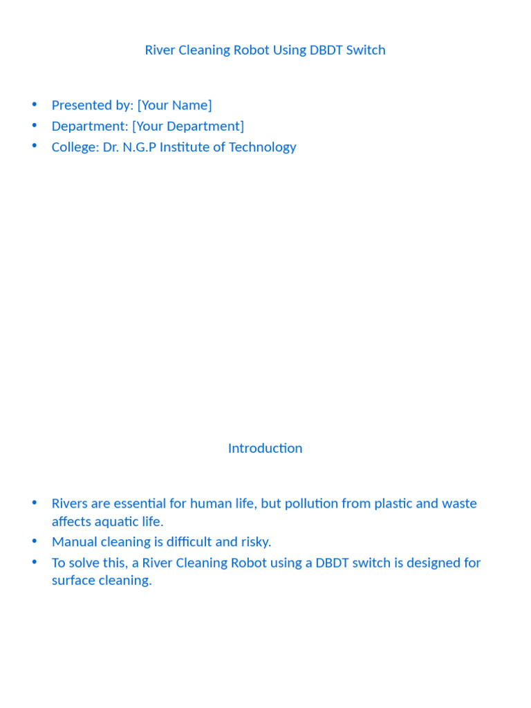 River Cleaning Robot DBDT Switch WaterTheme | PDF