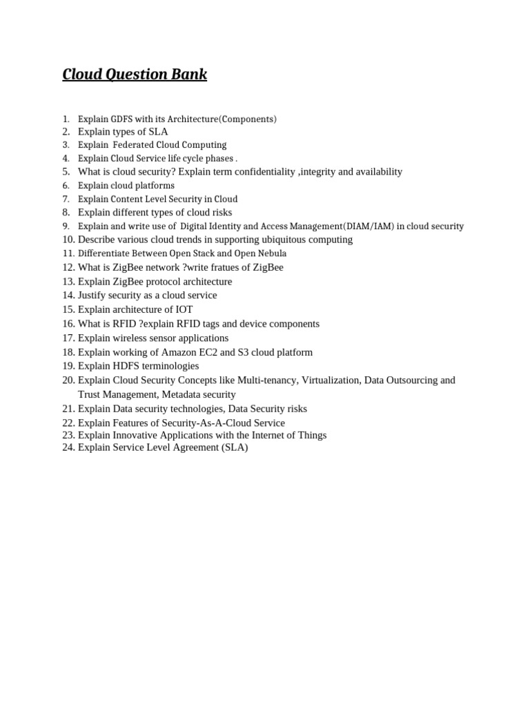 Comprehensive Cloud Computing Q&A Guide | PDF