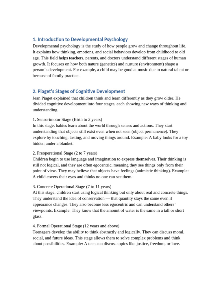Developmental Psychology Overview | PDF | Developmental Psychology ...
