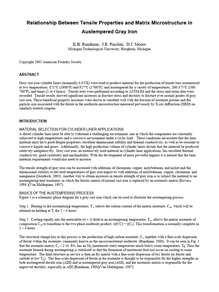 Tensile Properties and Matrix Microstructure in AGI | PDF | Cast Iron ...