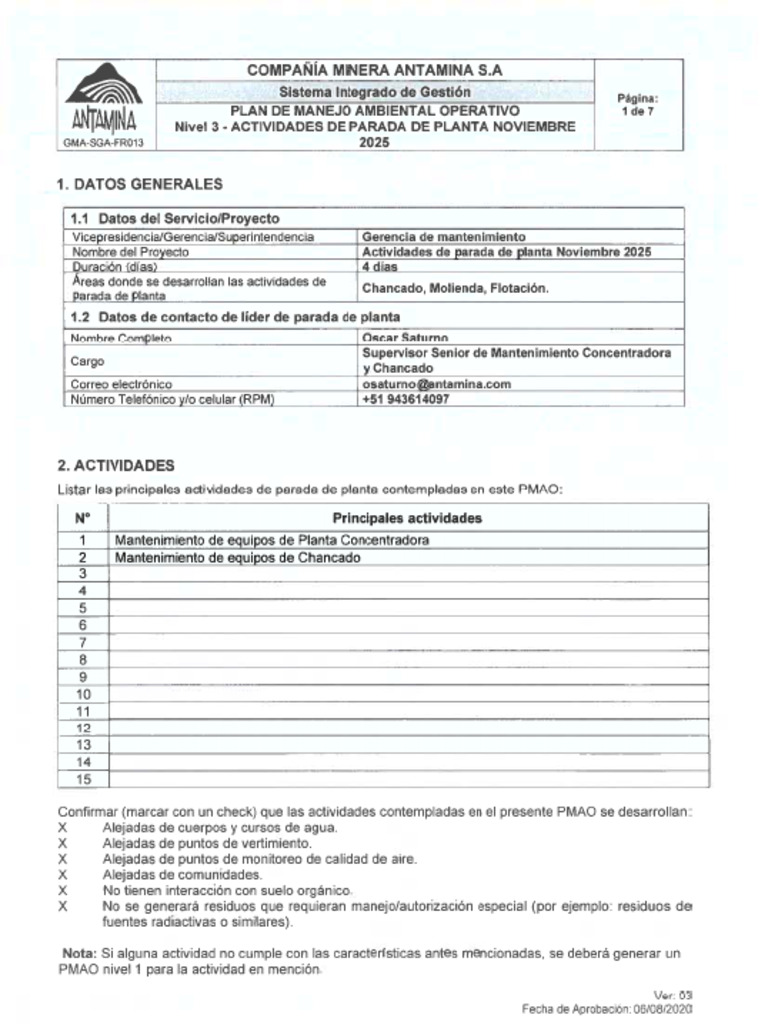 PMAO Validado PPLA Noviembre 2025 | PDF