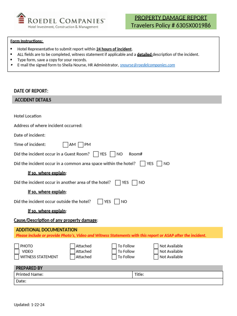Property Damage Report Form | PDF