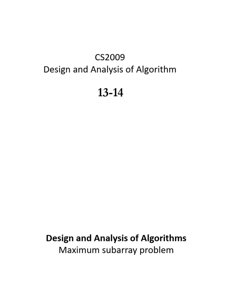CS2009 Design and Analysis of Algorithm | PDF | Mathematical Logic ...