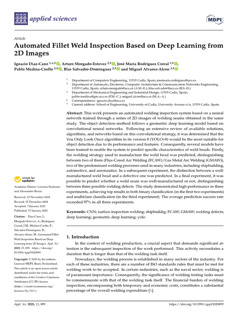 Deep Learning for Automated Weld Inspection | PDF | Welding | Construction