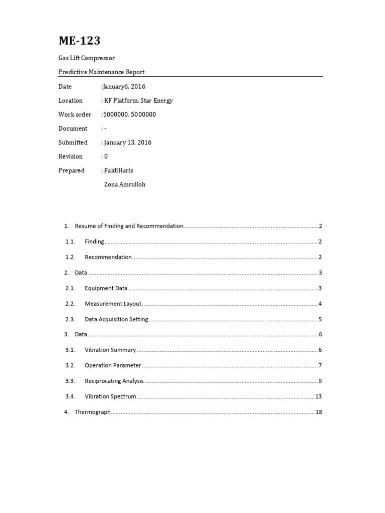 Gas Lift Compressor Maintenance Report | PDF | Thermography ...