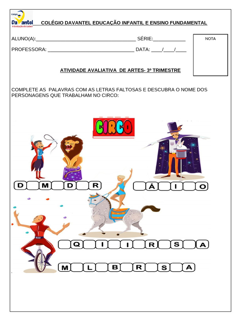Atividade de Artes para Educação Infantil | PDF