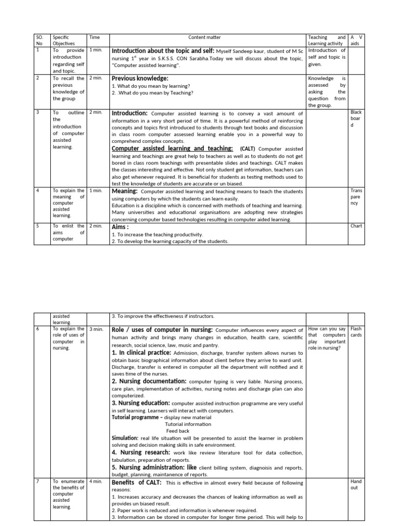 Computer Assisted Learning in Nursing | PDF | Educational Technology ...