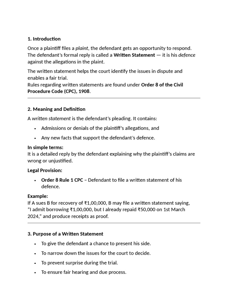 Written Statement | PDF | Lawsuit | Set Off (Law)