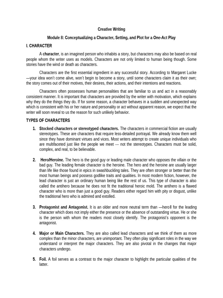 Character, Plot, and Setting in Playwriting | PDF | Play (Theatre) | Essays