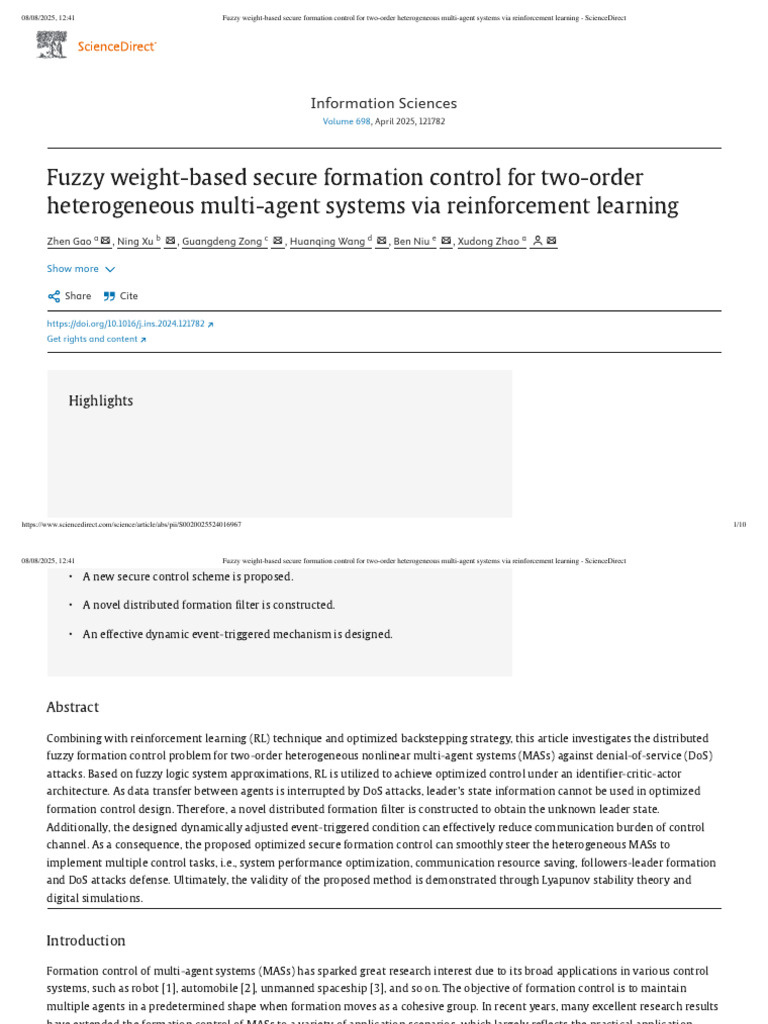 Fuzzy Weight-Based Secure Formation Control For Two-Order Heterogeneous ...