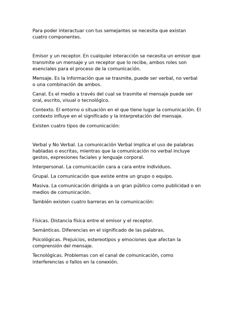 Para Poder Interactuar Con Tus Semejantes Se Necesita Que Existan ...