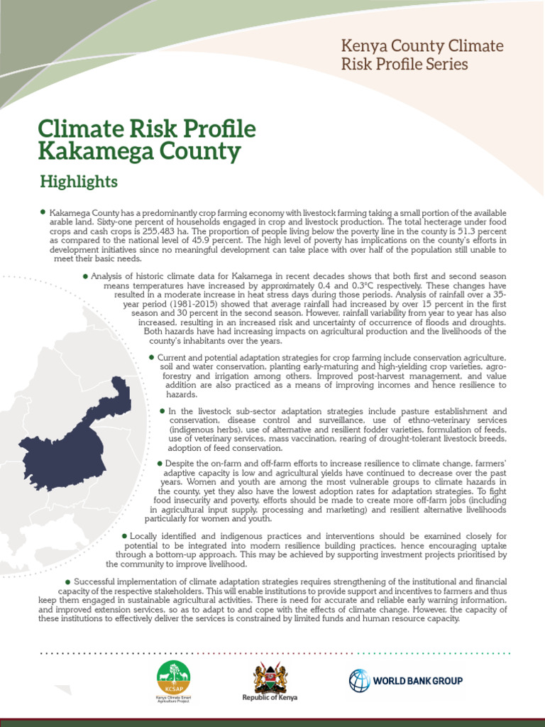 Kakamega County Climate Risk Profile | PDF | Agriculture | Dairy Cattle