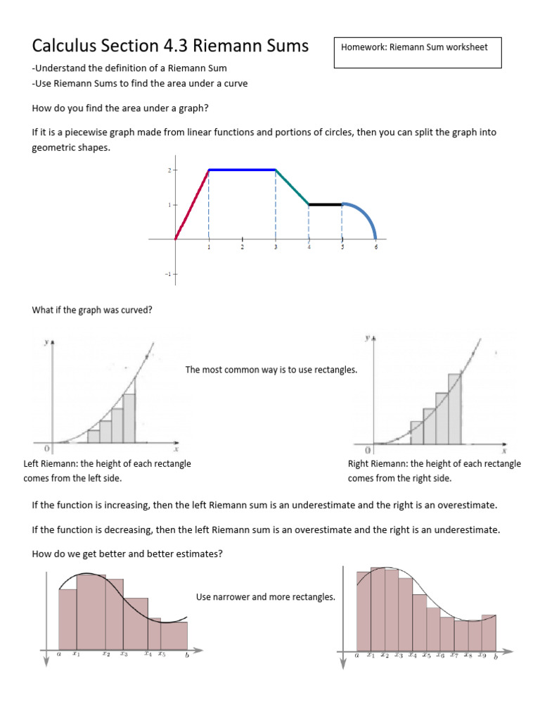 4.3 Riemann Sums | PDF | Integral | Area